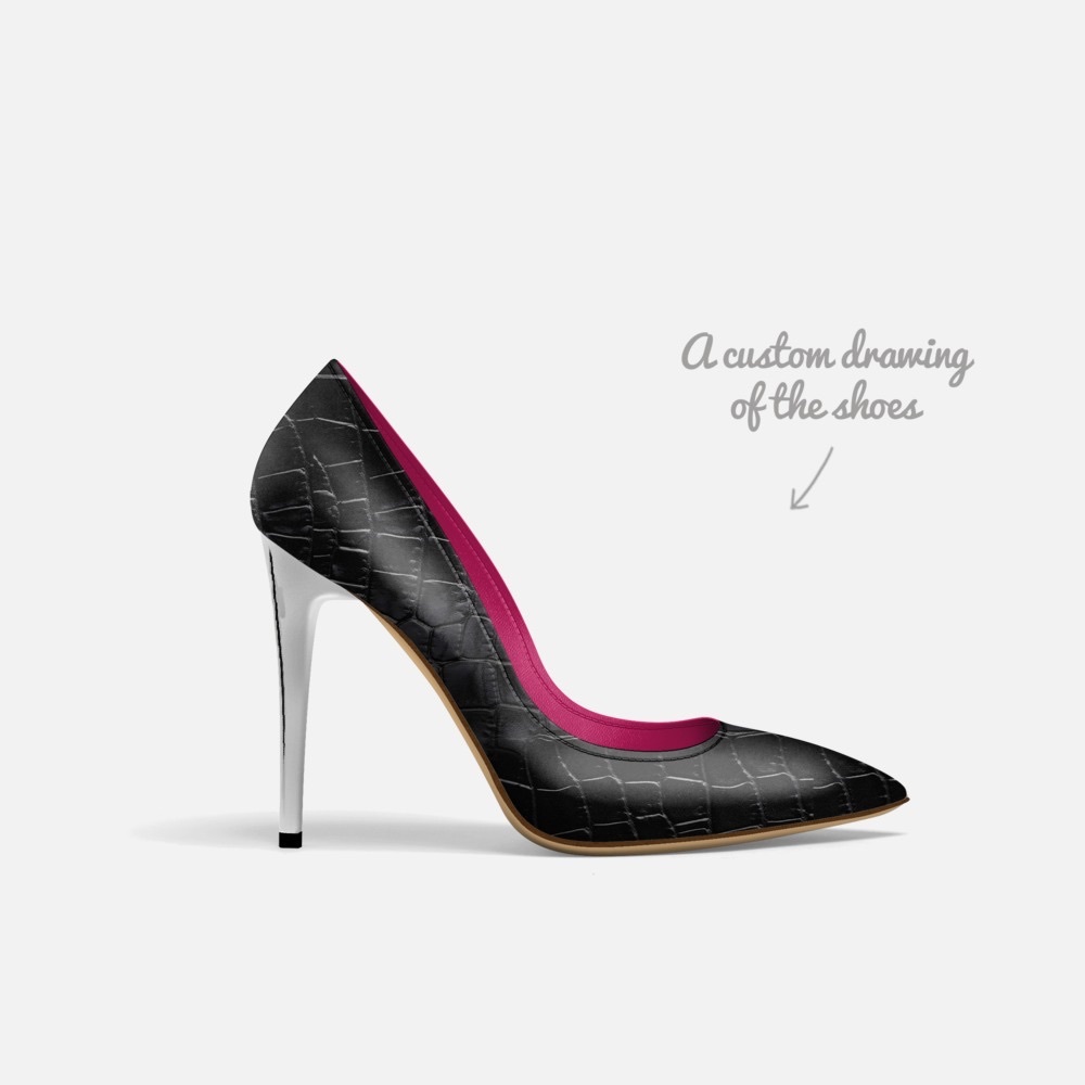 Black Pointed Leather Heels with Pink Insole - Women - Picture 7 of 7